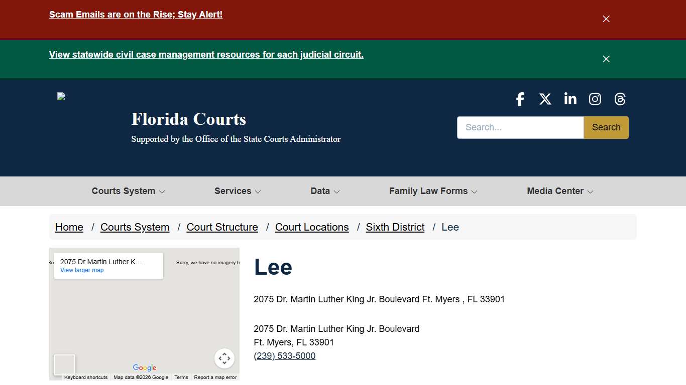 Lee / Sixth District / Court Locations / Court Structure / Courts System - - Florida Courts